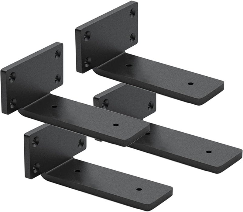 WINKER 4 Pack Shelf Brackets 5 Inch Floating Shelf Bracket 1/5 inch Thick Heavy Duty Hidden Shelf Brackets Iron Metal Brackets for Shelf Support with Screw Included - Image 1
